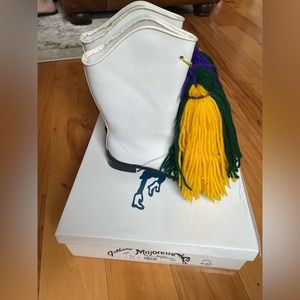 Mardi Gras White Marching Boots 6M